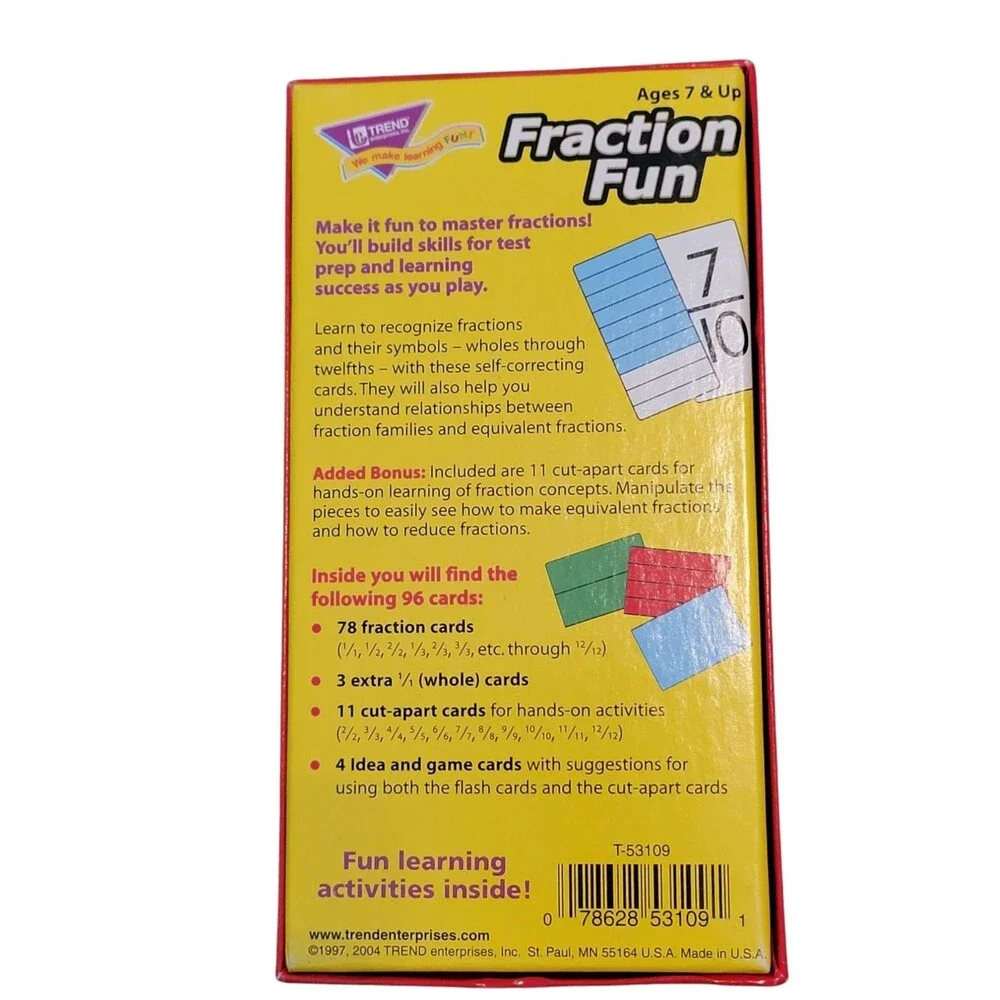 Trend Enterprises Number Division Fraction Skill Drill Flash Cards 3 Sets